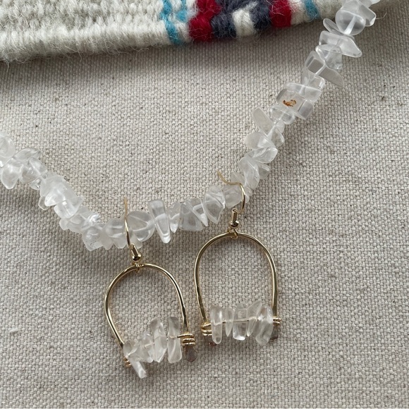 Handmade Crystal Beaded and Hammered Gold Brass Arch Earrings - Picture 1 of 2